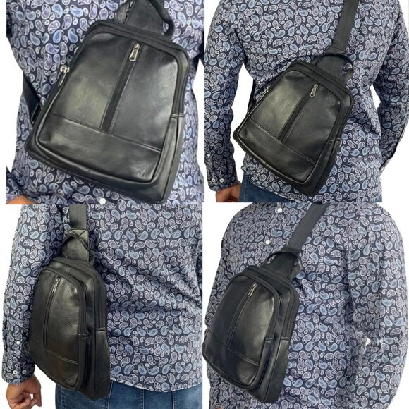 Genuine Leather Crossbody Bag, Backpack, Sling Shoulder Bag - Picture 1 of 9